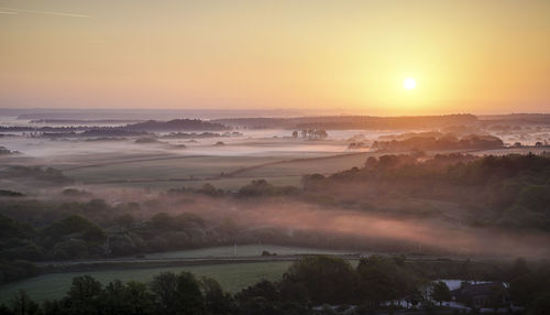 Scenic view of landscape against sky during sunset