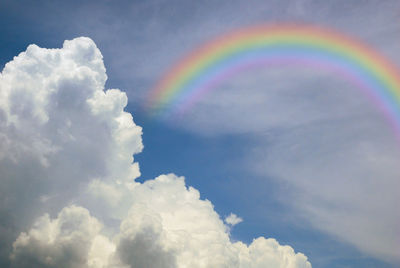 Low angle view of rainbow in sky