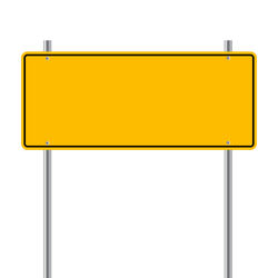 Yellow arrow sign against white background