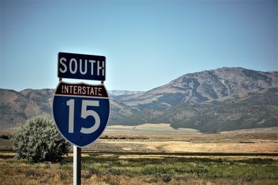 Information sign against clear sky