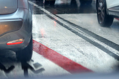 Close-up of wet car