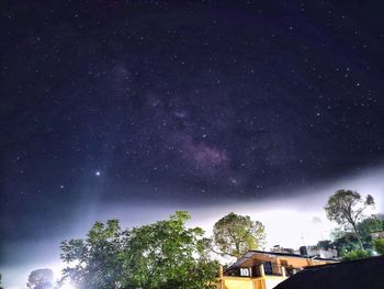 Low angle view of building against sky at night