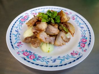 High angle view of meal served in plate