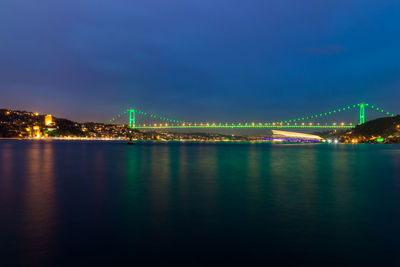 Illuminated city at waterfront