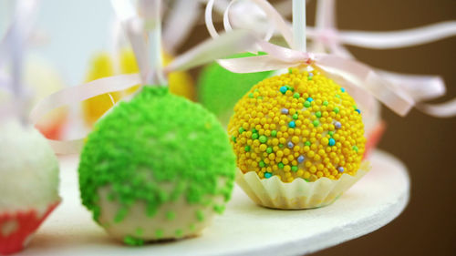 Close-up of cupcakes on table