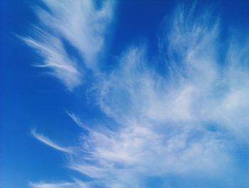 Low angle view of clouds in blue sky