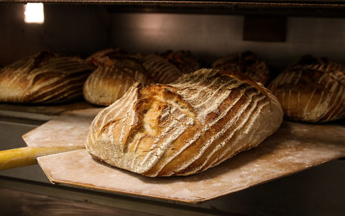 Close-up of bread on cutting board