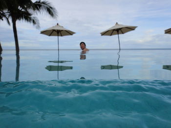 Woman in swimming pool