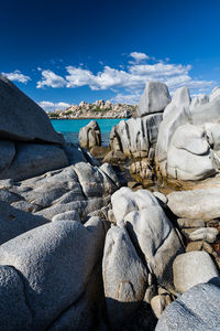 Scenic view of rocks against sky