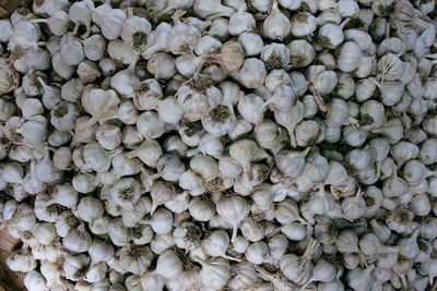 Full frame shot of garlic for sale at market