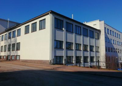 Building against clear blue sky