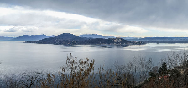 Aerial view of lake maggiore and angera