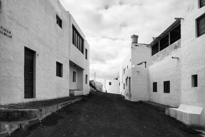 Footpath amidst buildings against sky