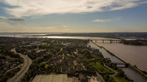 Mersey river aerial view , drone photo may 2022