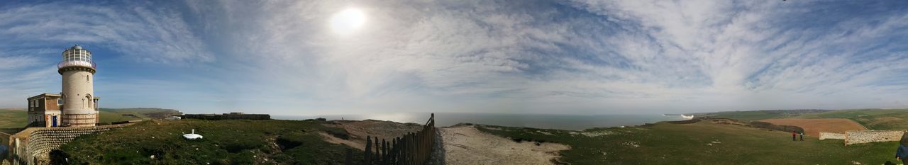 Lighthouse against cloudy sky