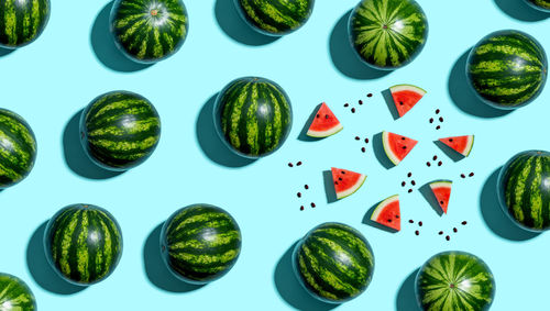 Directly above shot of fruits against white background