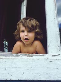 Close-up of shirtless boy