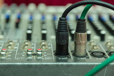 Close-up of sound mixer