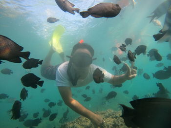 Scuba diving in sea