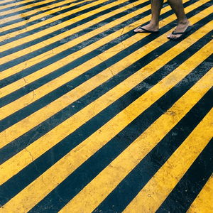 Low section of person on zebra crossing