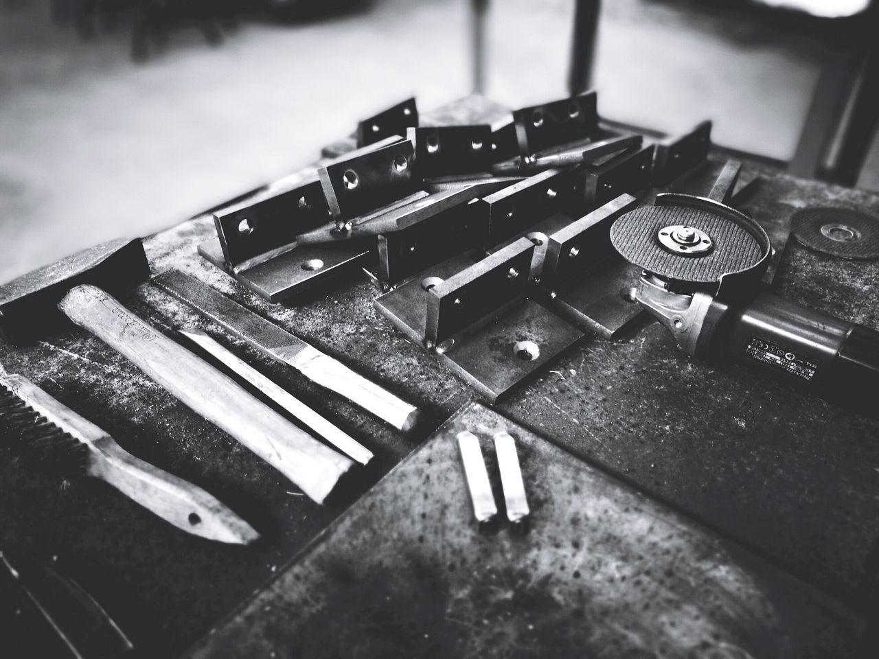 indoors, no people, large group of objects, table, close-up, day