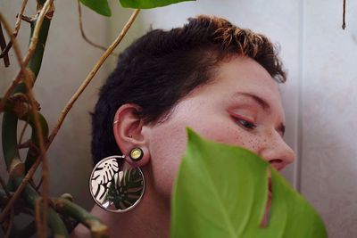 Portrait of young man looking down