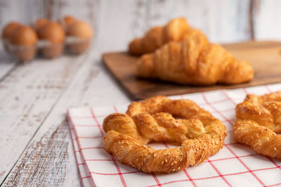 Close-up of breakfast on table