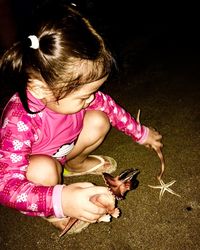 High angle view of girl playing