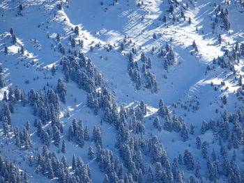 High angle view of snowcapped mountain