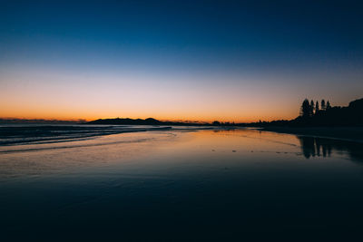 Scenic view of calm sea against clear sky