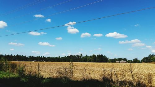 Scenic view of field against cloudy sky