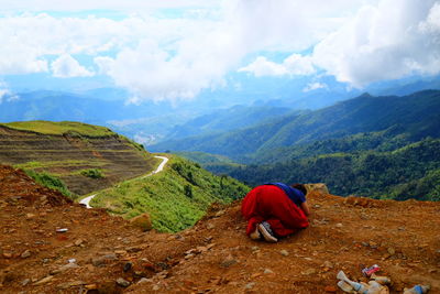 Scenic view of mountains against sky