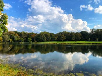 Scenic view of lake against sky