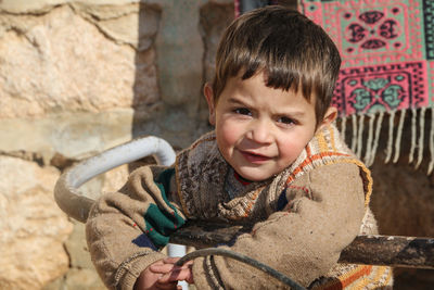 Portrait of smiling boy outdoors