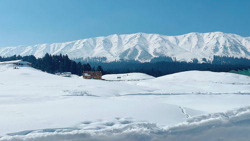 Snow covered mountain against sky