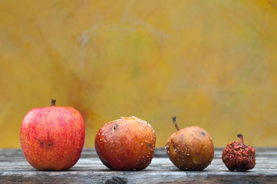 Close-up apples in row
