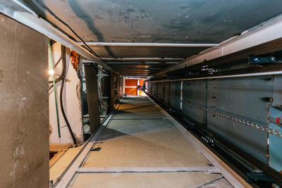 Overhead shot of an elevator tunnel under construction seen from below
