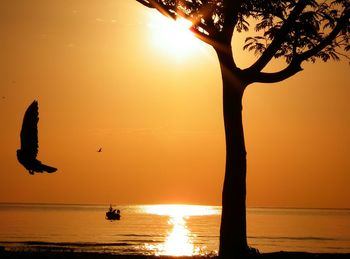 Scenic view of sea at sunset