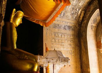 Low angle view of statues in building