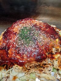 High angle view of meal served in plate