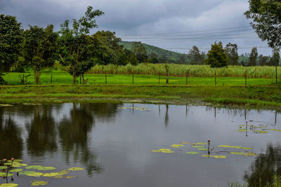 Scenic view of lake against sky