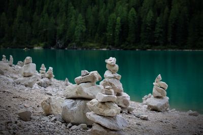 Stack of rocks by the lake
