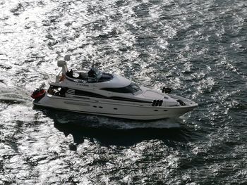 High angle view of boat in water