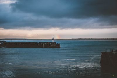 Scenic view of sea against cloudy sky