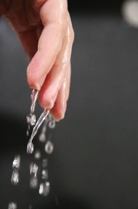Close-up of wet hand
