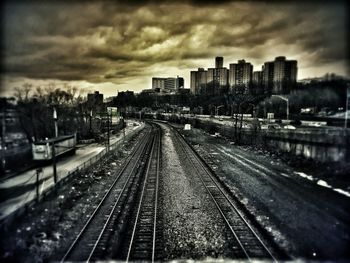 Railroad tracks in city