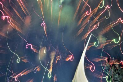 Close-up of light trails at night