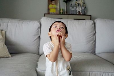 Toddler boy at home