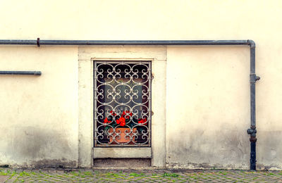 Closed door of building