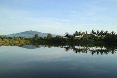 Scenic view of lake against sky